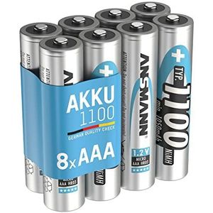 8 x ANSMANN AAA batterij type 1100 mAh (min. 1050 mAh) NiMH 1,2 V - Oplaadbare Micro AAA-batterijen, grote capaciteit voor hoge stroombehoeften