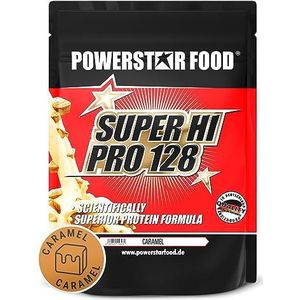 Powerstar SUPER HI PRO 128 1 kg | Multi-component proteïnepoeder | Hoogst mogelijke biologische waarde | Proteïnepoeder met 80% S.S. proteïne | Geproduceerd in Duitsland | Karamel