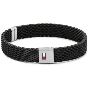 Tommy Hilfiger Jewelry Herenarmband van siliconen, 2790240S, lengte 19 cm, roestvrij staal/siliconen
