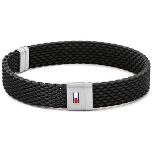 Tommy Hilfiger Jewelry Herenarmband van siliconen, 2790240S, lengte 19 cm, roestvrij staal/siliconen