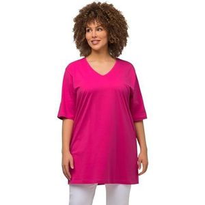 Ulla Popken, Dames, grote maten, T-shirt, V-hals dames, Hot Pink, Fuchsia