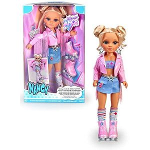 Nancy - Een dansdag op schaatsen, skaterpop met coole accessoires en accessoires, kapsel met 2 strikken en bijpassende roze jas, speelgoed voor meisjes en jongens vanaf 3 jaar, beroemd