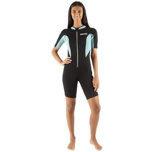 Seac Look Lady Korte jumpsuit voor dames, voor duiken, snorkelen en wateractiviteiten, neopreen 2,5 mm dames, zwart/lichtblauw, XXL