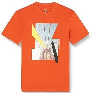 Armani Exchange Bridge Print op de voorkant, korte mouwen, regular fit, T-shirt voor heren, Oranje