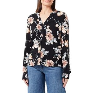 ONLY Onlnova Life L/S T-shirt met V-hals Aop Ptm dameshemd, Zwart/Aop: ay New Rosie Blossom