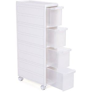 SONGMICS KFR05W trolley met 4 laden Wit