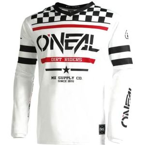 O'NEAL MX Enduro Motorcrossshirt, elleboogbeschermer, gevoerd, V-hals, ademend, Element Jersey Shocker voor volwassenen, Wit/Zwart