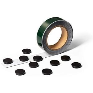 Durable 171702 magneetband zelfklevend 3,5 cm x 500 cm met zwarte beschermfolie en 10 magneten