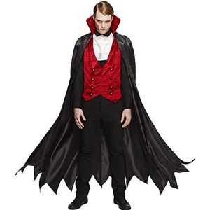 Smiffys Vampier Fever kostuum zwart rood vest cape stropdas