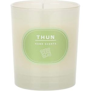 THUN, Spring Wind kaars met bloemige en fruitige noten van roos, perzik en iris, met vanille en cedervlechtwerk, medium versie, Home Scents, 260 g