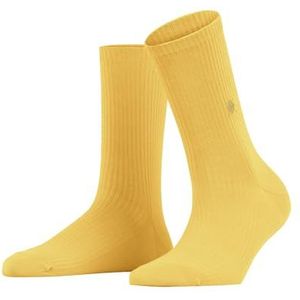 Burlington Dames York sokken ademend duurzaam biologisch katoen functioneel garen versterkt zacht platte naad geribbelde tenen effen voor dagelijks leven werk 1 paar, Geel (Sun 1312)