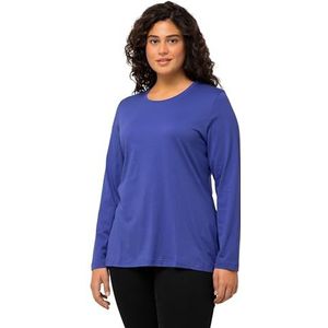 Ulla Popken T-shirt à manches longues pour femme, Bleu/violet., 56-58