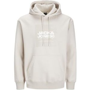 Jack & Jones Jcoaero bedrukte hoodie aan de voorkant sweatshirt met capuchon voor heren, Lichtbeige