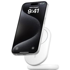 Belkin BoostCharge MagSafe Oplaadstation (15 W, opvouwbare oplader, voor Qi2-apparaten en alle iPhone 15, 14, 13, Standy-compatibele oplader, wit)