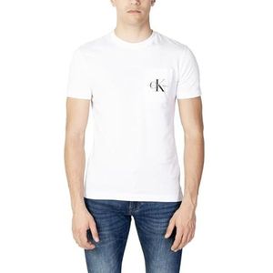 Calvin Klein Jeans T-shirt à manches courtes Homme Core Monologue Col rond, Blanc (Bright White), XL, Blanc (blanc clair), XL