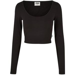 Urban Classics Organic Cropped T-shirt met lange mouwen voor dames, zwart.