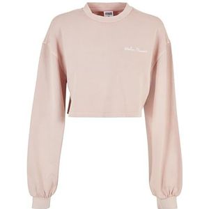 Urban Classics Ladies Cropped Small Embroidery Terry Crewneck Maillot de survêtement Femme, Rose, XS