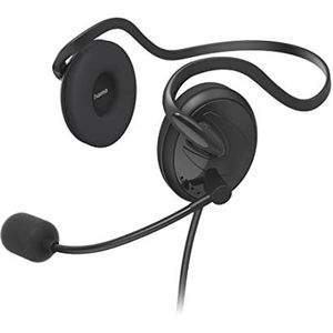 Hama Hoofdtelefoon met microfoon (bekabelde 3,5 mm hoofdtelefoon, AUX-aansluiting, stereo-headset met kabel, pc-headset met microfoonarm en nekband, 2 m audiokabel, zwart