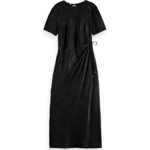 Scotch & Soda Robe enveloppante en satin froissé, Noir 001, 44