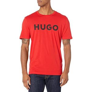 HUGO T-shirt à manches courtes avec logo imprimé pour homme, Rouge festif, XX-Large