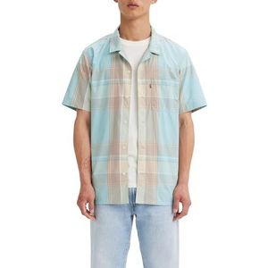Levi's Big & Tall Sunset Camp Shirt Casual Shirt Heren (1 stuk), Martin Plaid Pastel Turquoise
