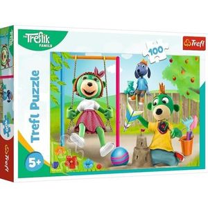 Trefl 16422 - Familie Treflik 100 stukjes voor kinderen vanaf 5 jaar, kleurrijke puzzel