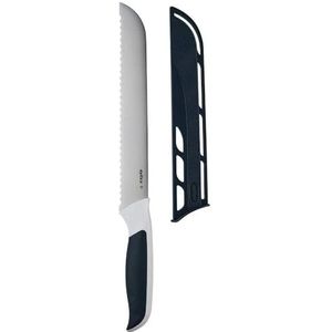 Zyliss Comfortabel broodmes, 20,5 cm, Japans roestvrij staal, gekartelde rand, antislip handgreep, inclusief veiligheidsdeksel, zwart/wit, professioneel keukenmes, pas