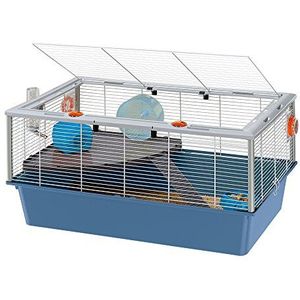 Ferplast Kooi voor hamsters, muizen, kleine knaagdieren CRICETI 15 Hamsterkooi met twee verdiepingen, Muizenhuis, Accessoires inbegrepen, 78 x 48 x H 39 cm