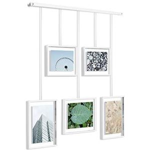 Umbra Exhibit Set met 5 modulaire lijsten voor 10 x 15 en 13 x 18 cm, foto's, illustraties, kunstwerken en nog veel meer, staal, wit