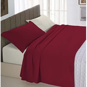 Italian Bed Linen Natural Color eenpersoonsbedset, bordeaux/crèmekleurig