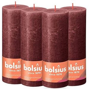 Bolsius Rustieke pijler kaars, donkerrood, 19 x 7 cm (Pack 4)