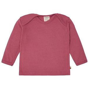 loud + proud T-shirt uni à manches longues pour fille avec côte, certifié GOTS, rouge, 134-140