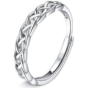 JeweBella Damesring van 925 sterling zilver, verstelbaar, Keltische knoop, eeuwigheid, verlovingsring, voor bruiloft, trouwring, verjaardag, damessieraden, zilver 925/1000, Zilver