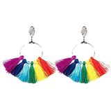 Boland 44742 - regenboog kwastjes oorbellen met clip oorbellen, mode-accessoires, kostuum, carnaval, themafeest
