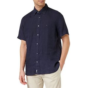 Tommy Hilfiger Rf overhemd van gepigmenteerd linnen, gekleurd, S/S, vrijetijdshemd voor heren, Desert Sky