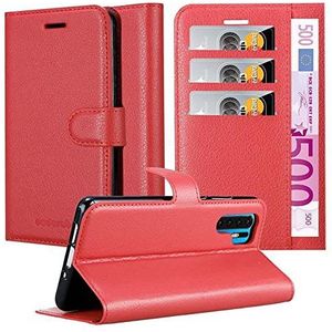 Cadorabo Huawei P30 Pro telefoonhoes karmijn rood magneetsluiting standfunctie kaartenvak mobiele telefoon tas portefeuille case cover beschermhoes flip cover etui