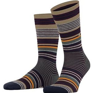 Burlington Heren Stripe ademende sokken klimaatregulering anti-geur wol fantasie gestreept meerkleurig voor dagelijks leven of werk warm 1 paar, Rood (Claret 8435)