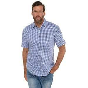 JP 1880 723283 Menswear L-8XL tot 7XL traditioneel overhemd geruit Kent kraag borstzak iets nauwsluitend, Lichtblauw