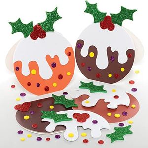 Baker Ross FE877 Kerstkaarten, 6 stuks, puddingkaarten, knutselset voor kinderen, maak je eigen kerstkaarten, ideaal voor feestelijke kunst- en knutselprojecten