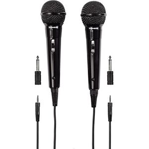 Thomson Dynamische microfoon M135D (nierpatroon, 3,52 mm jackstekker, 3 m kabellengte, karaoke, 2 microfoons) zwart