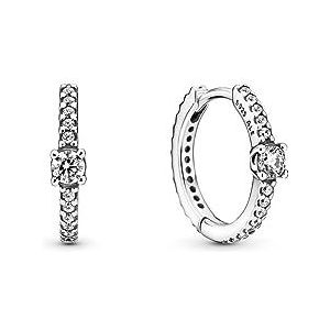 Pandora 299406C01 oorbellen sterling zilver glanzend, 3 mm, metaal, zirkonia, Metaal, Zirkonia