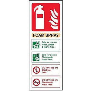 VSafety schuimplaat met opschrift ""Spray Id Not Electrical Safe"", staand formaat, 75 mm x 200 mm, hard plastic, 1 mm