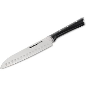 Tefal Ice Force Santoku-mes, zwart, 18,5 cm, keukenmes, mes van Duits roestvrij staal, duurzame snijprestaties en scherpte, 38 x 7,2 x 2 cm