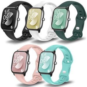 ASDONAL Sportarmband 5 stuks 20 mm compatibel met Amazfit GTS/GTS 2 (2mini)/GTS 3/GTS 4 Mini Woman, Amazfit Bip S Lite/Pip U Pro, sportarmband van zachte siliconen