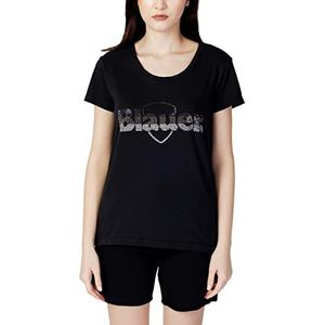 Blauer T-shirt à manches courtes pour femme, 999 noir., 38