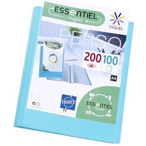 Viquel - Showmap A4 200 weergaven ESSENTIEL - Personaliseerbare documentenmap - Gemaakt in Frankrijk - 100 gladde kwaliteitshoezen - Turquoise blauw