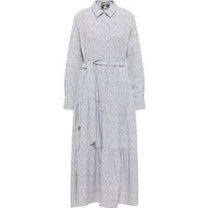 YEPA Robe longue pour femme avec imprimé floral 37223014-YE01, bleu marine, blanc laine,taille XS, Robe maxi avec imprimé floral, XS