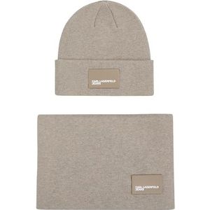 KARL LAGERFELD JEANS Giftset Écharpe de bonnet, taupe, taille unique, Desert Taupe, taille unique