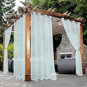 BONZER Doorzichtige buitengordijnen waterdicht, voor terras, 2 panelen, met oogjes, voor woonkamer, slaapkamer, veranda, pergola, hut, 137,2 x 213,4 cm, zeezuik