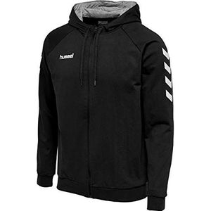 hummel hoodie met ritssluiting van katoen voor heren, zwart., XXL